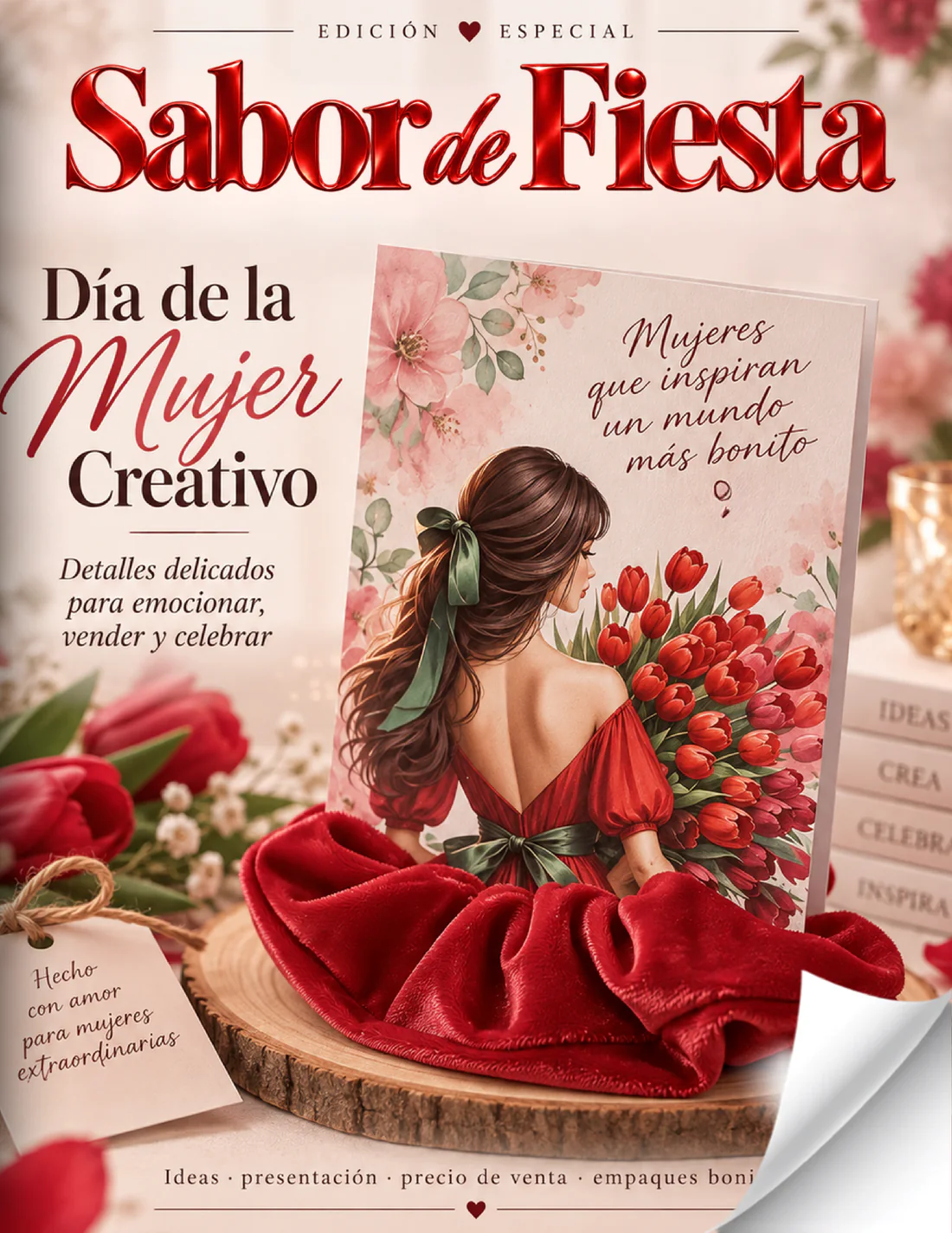 Portada de la revista Sabor de Fiesta «Día de la Mujer creativo»: Detalles delicados para emocionar, vender y celebrar.