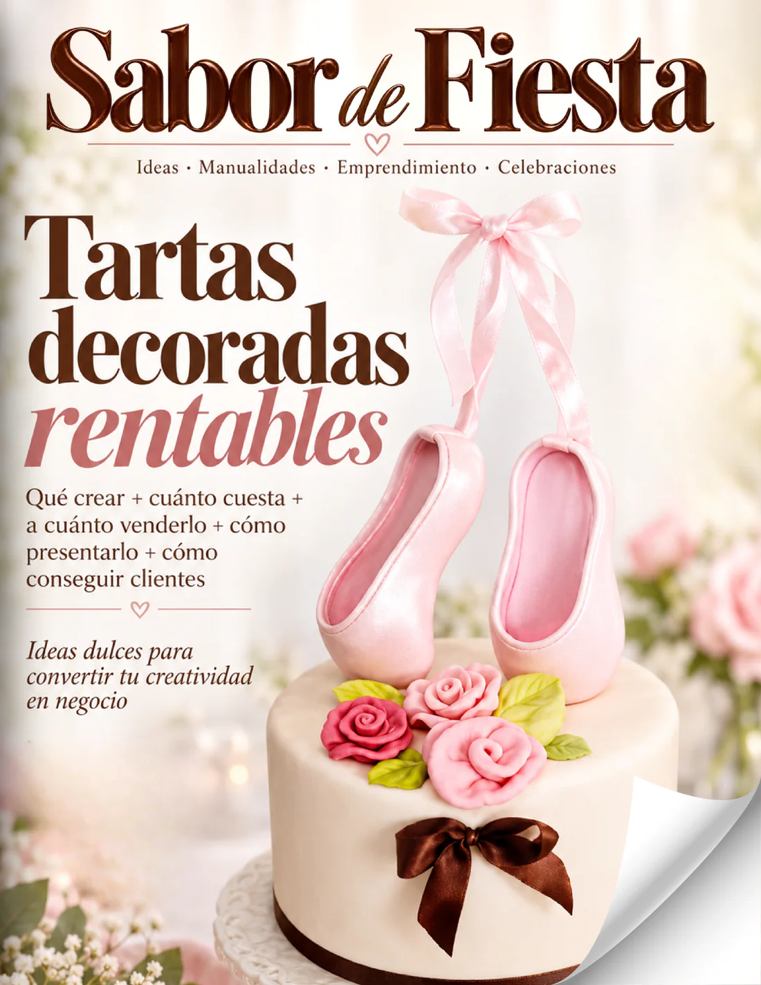 Portada de la revista Sabor de Fiesta «Tartas decoradas rentables»: Qué crear, cuánto cuesta, a cuánto venderlo, cómo presentarlo, cómo conseguir clientes.